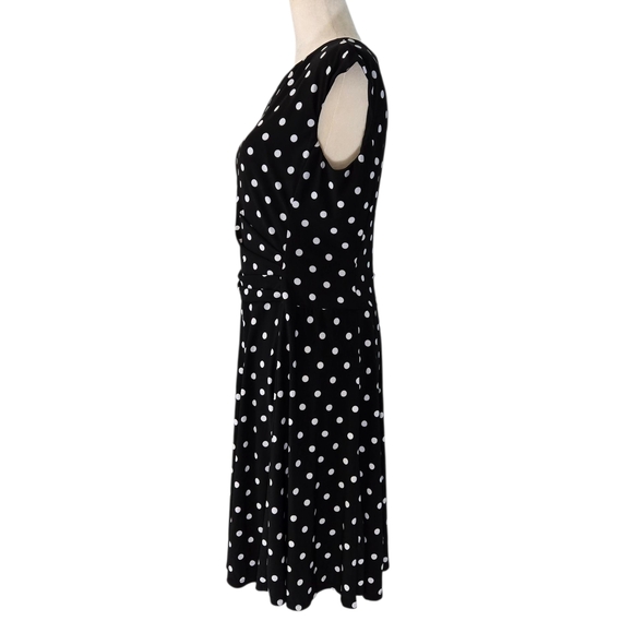 Lauren Ralph Lauren Black Midi Dress with White Dots Sz 12 - Picture 5 of 16